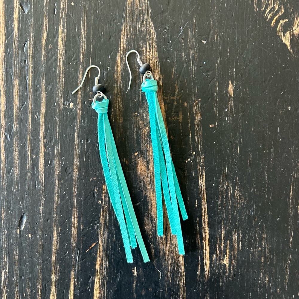 Leather fringe earrings
